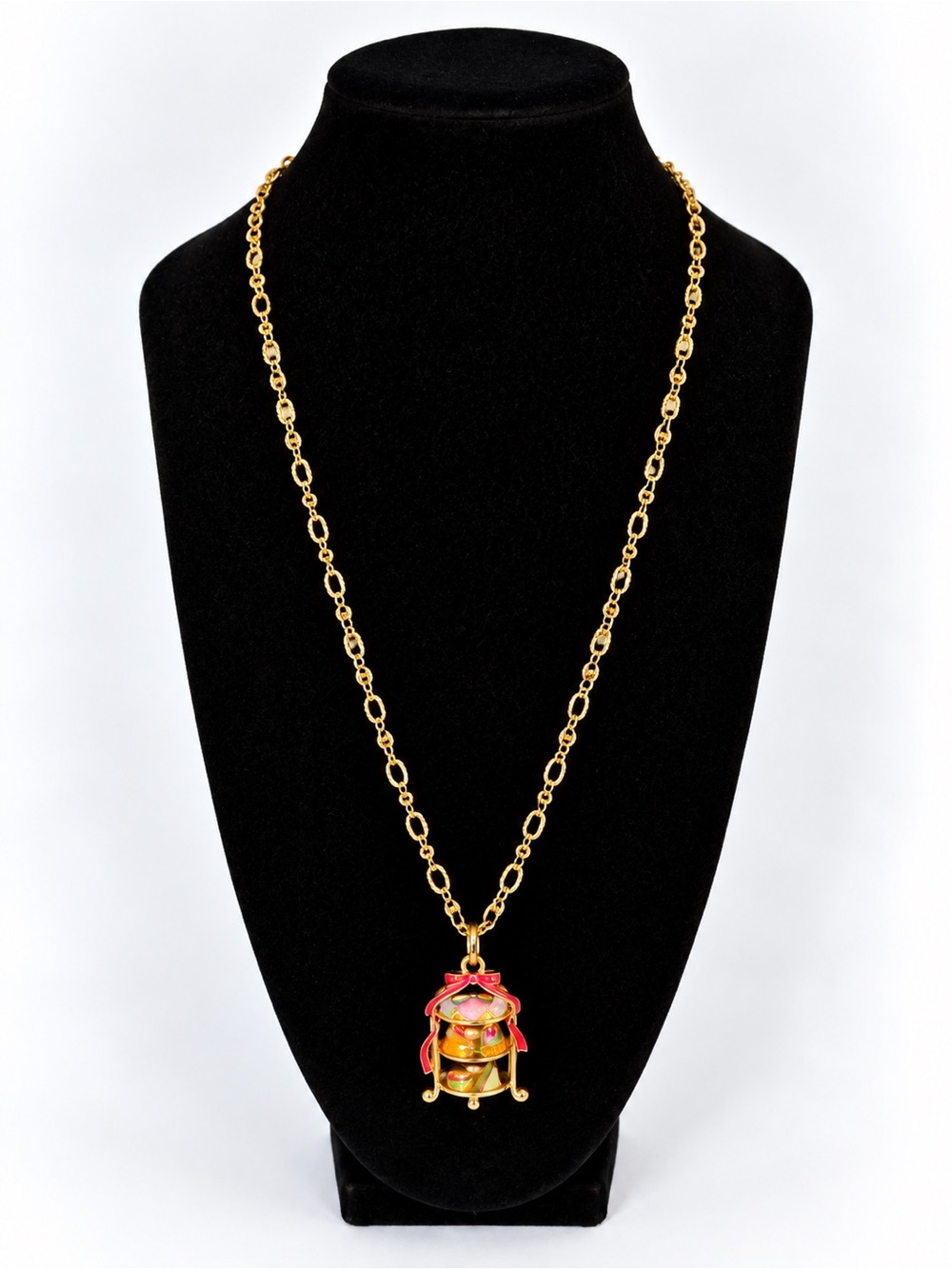 Gold-Tone Pink Accent Pendant Necklace - Women Jewelry